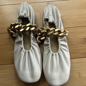Stella McCartney size 6 white gold ballet flats